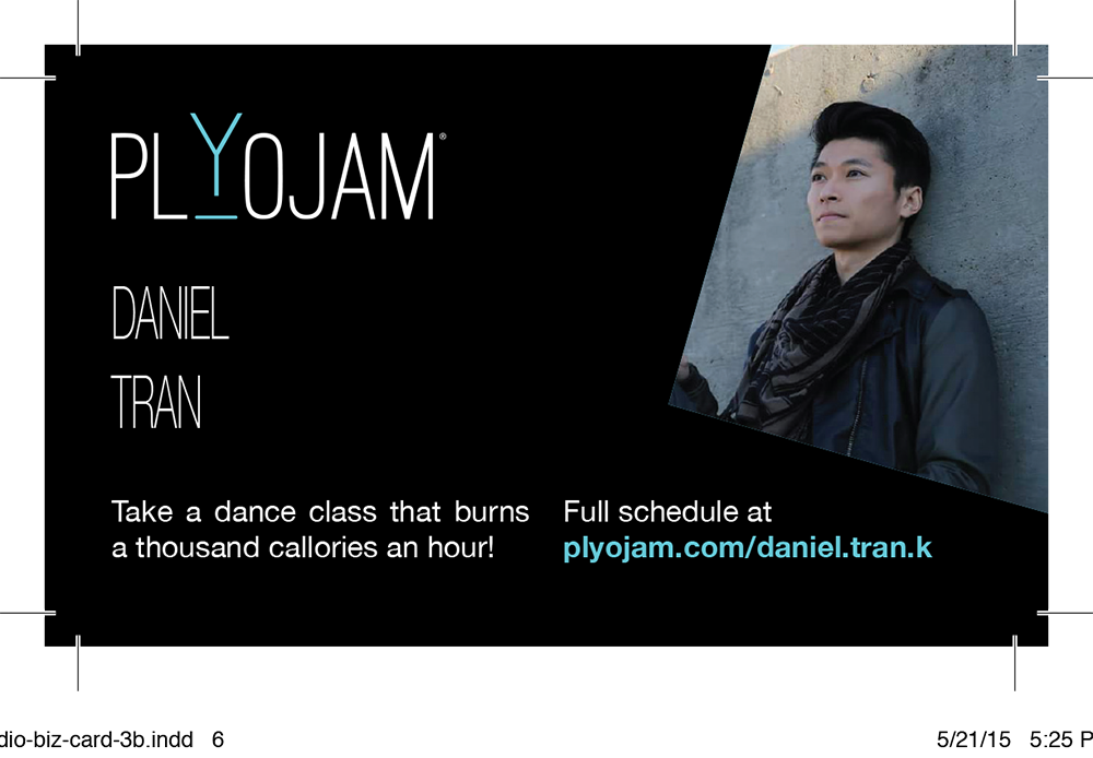 PLYOJAM instructor business card design proof